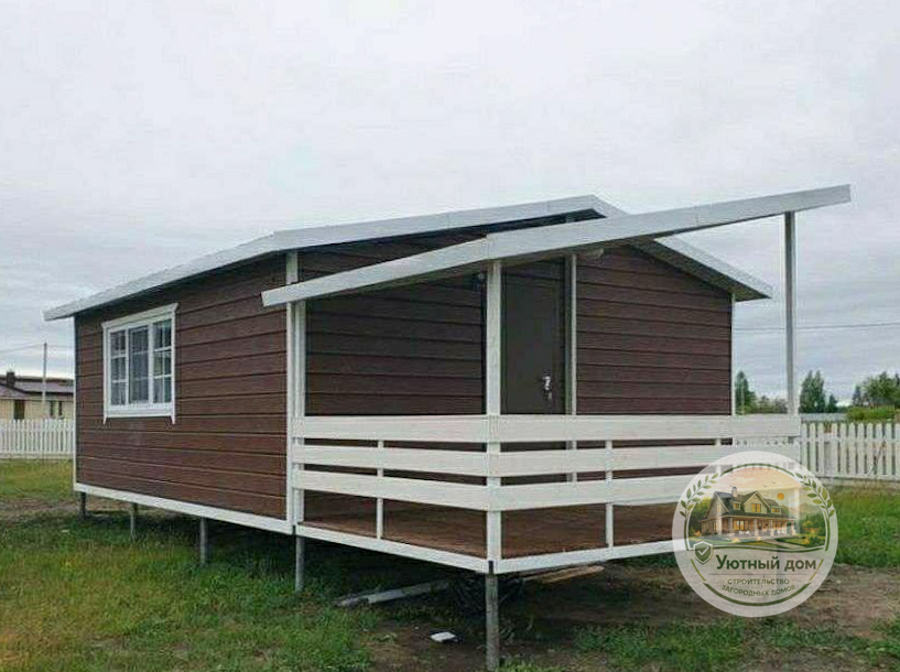 Дачный дом 5х5 с террасой вид 3